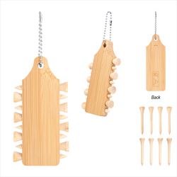 NH7266 Bamboo Golf Tee Set Keychain With Custom Imprint